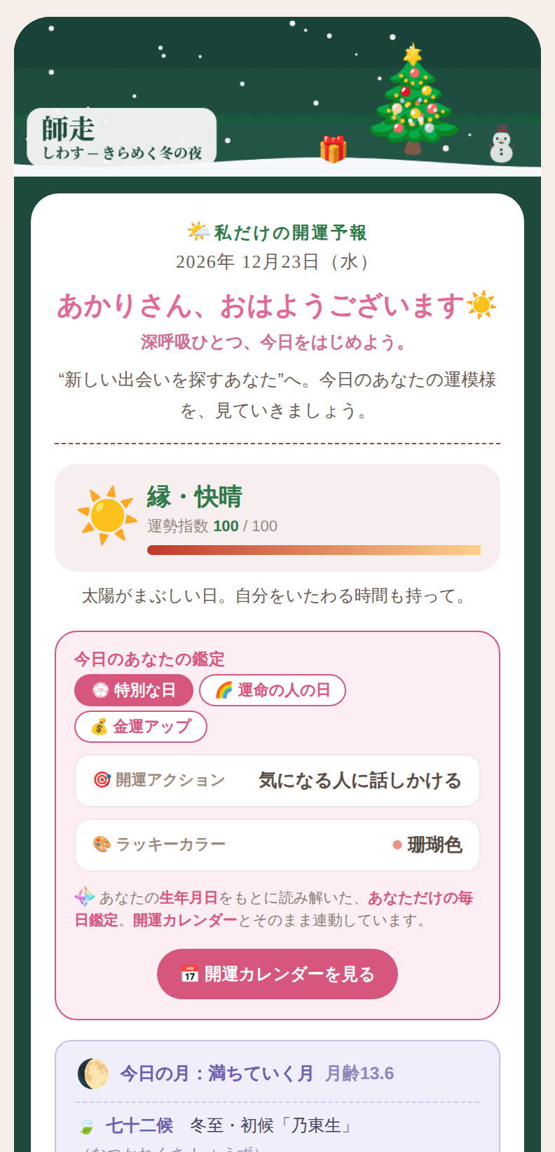 あなただけの毎朝の予報メール見本